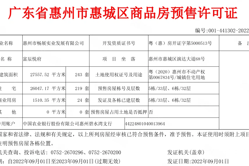 惠州富辰悅府，首期5萬(減)，香港銀行按揭，最新價單